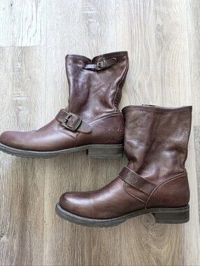 Womens Veronica FRYE Brown Leather Short Slouch Boots Size 8.5